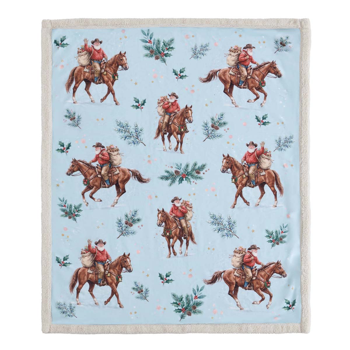 Western Christmas Sherpa Throw