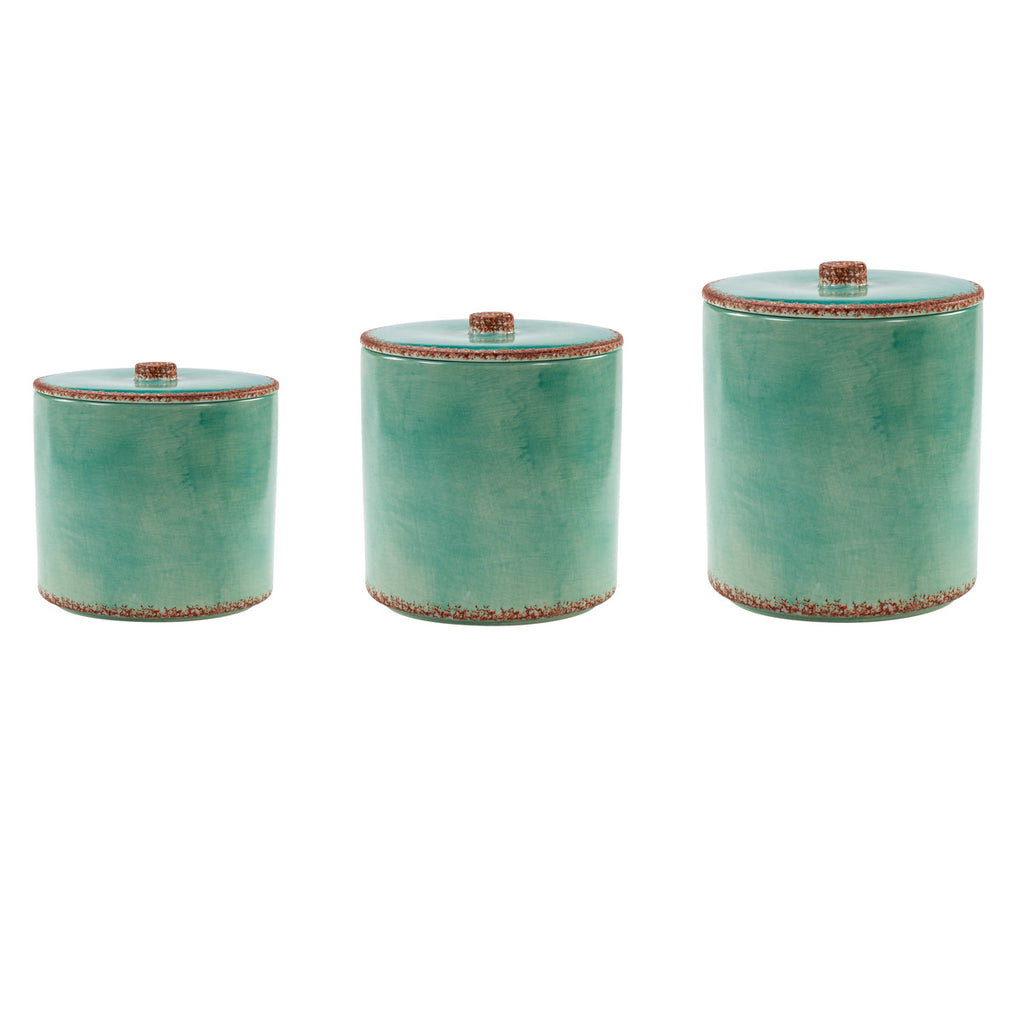 Turquoise Sky Ceramic Canisters - Set of 3