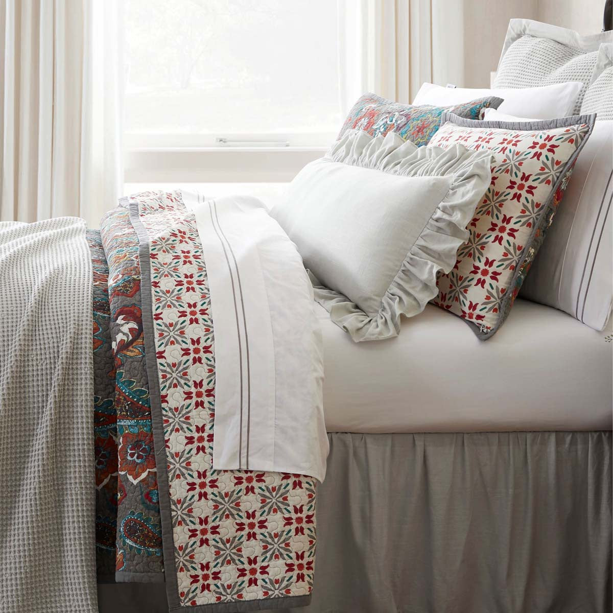 Floral Paisley Reversible Teal Quilt Bed Set - Full/Queen - OUT OF STOCK UNTIL 06/23/2026