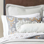 Floral Paisley Reversible Gray Quilt Bed Set - Twin