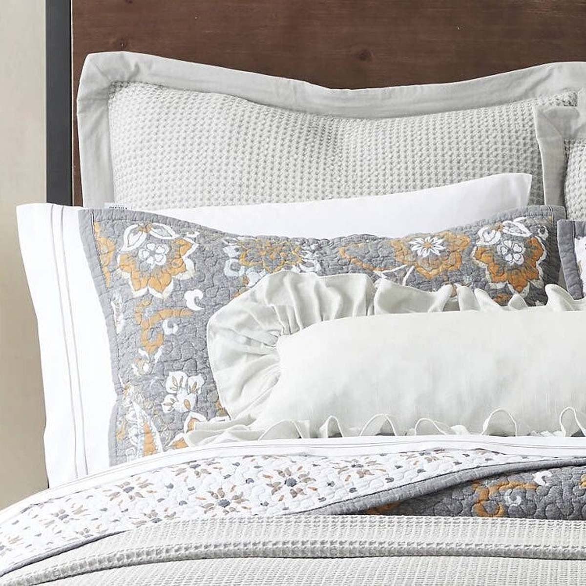 Floral Paisley Reversible Gray Bedding Collection