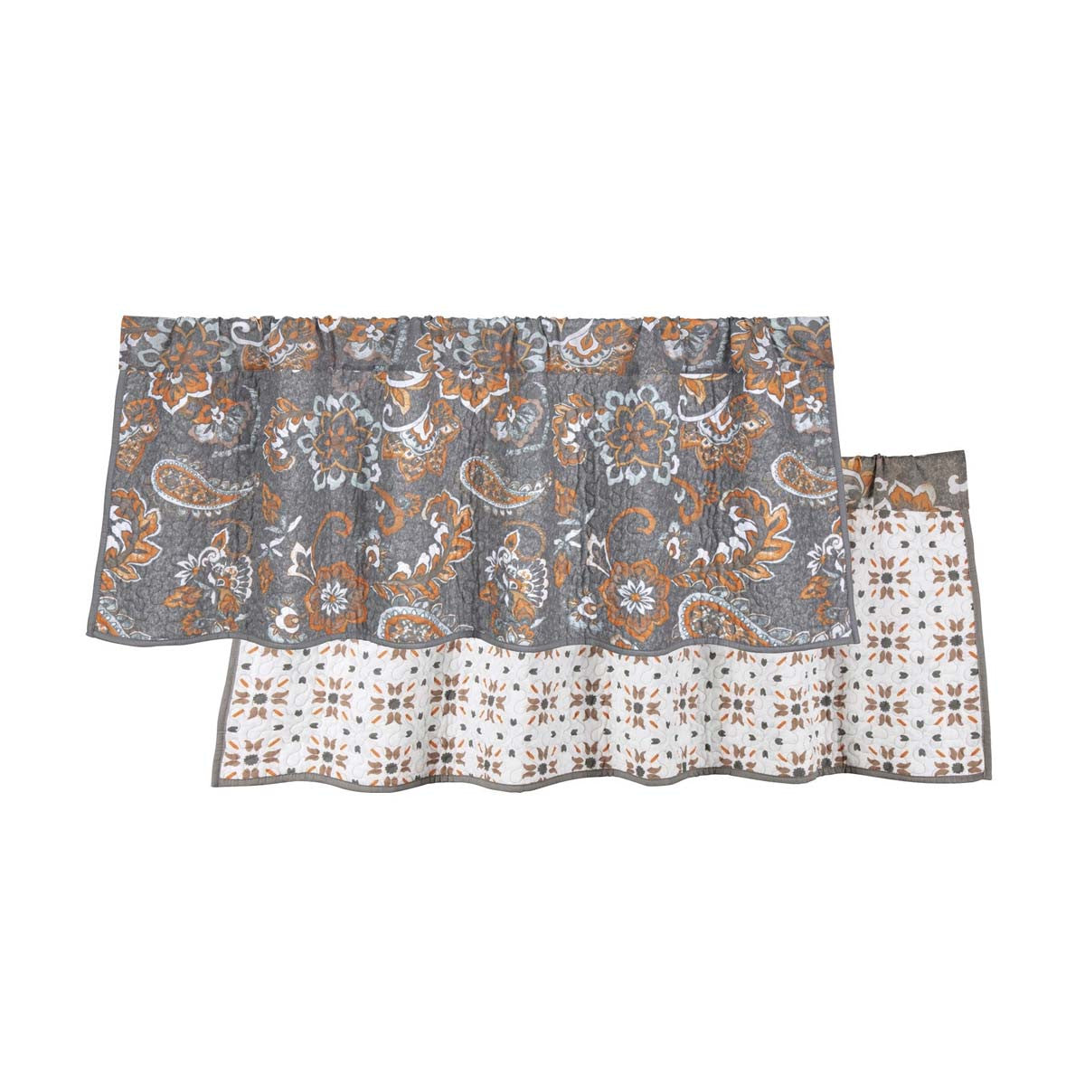 Floral Paisley Gray Reversible Valance - OVERSTOCK