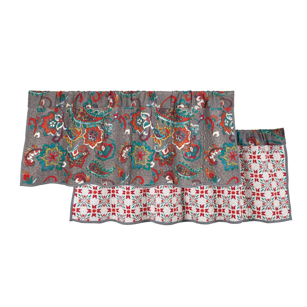 Floral Paisley Teal Reversible Valance