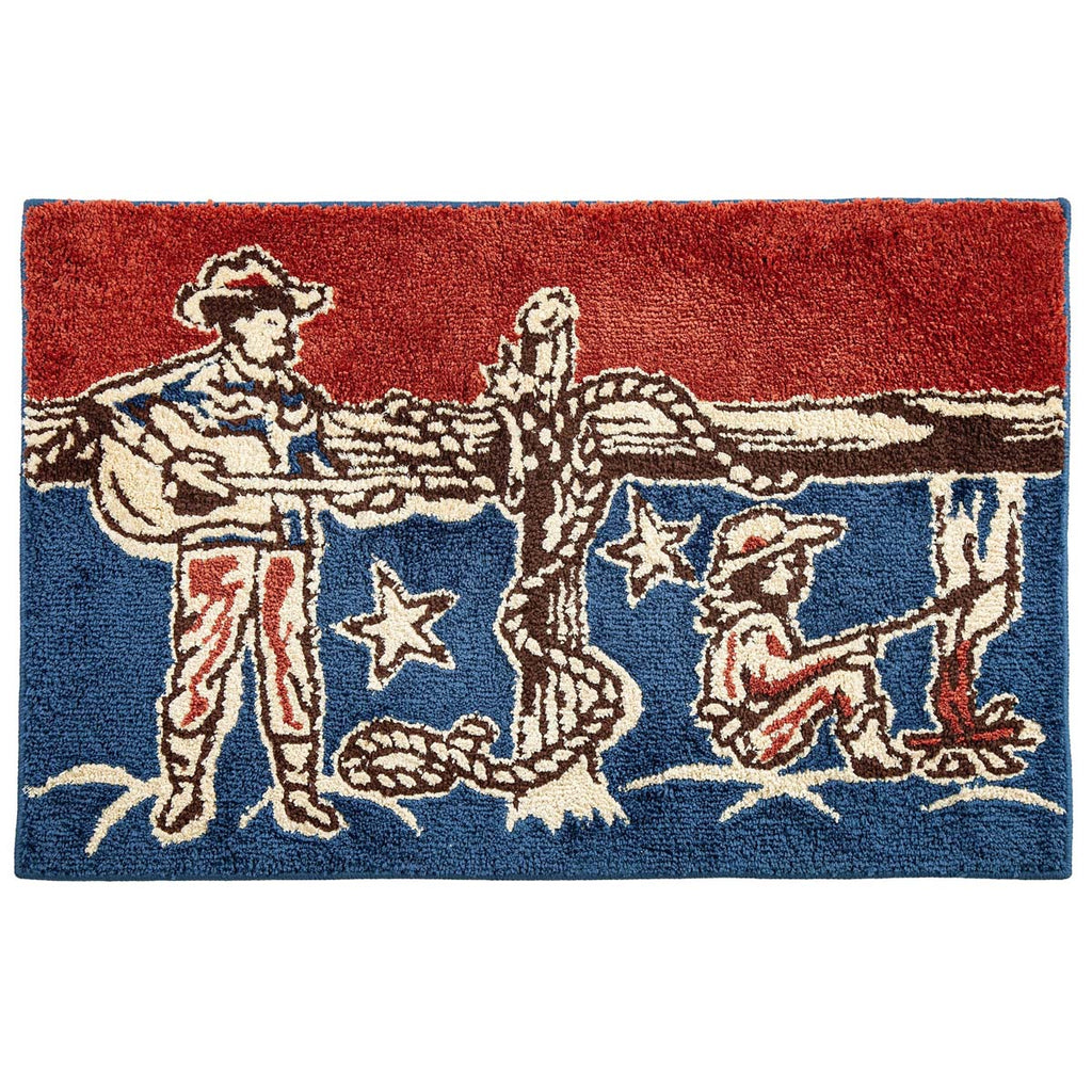 Patchwork Bandana Strumming Cowboy Jacquard Bath & Kitchen Rug