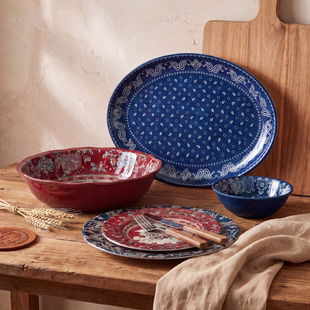 Patchwork Bandana Western Americana Dinnerware Set (14 pcs)