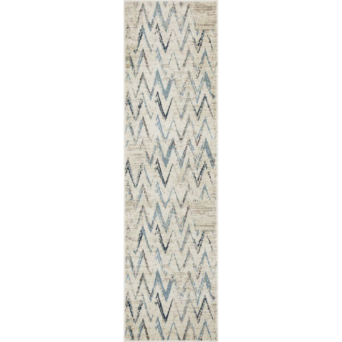 Ivory & Blue Chevron Rug - 8 Ft. Round