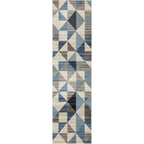 Blue & Gray Geometric Rug - 8 x 11