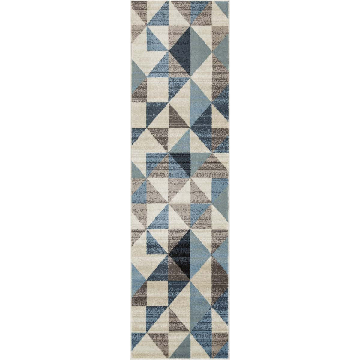 Blue & Gray Geometric Rug - 8 x 11