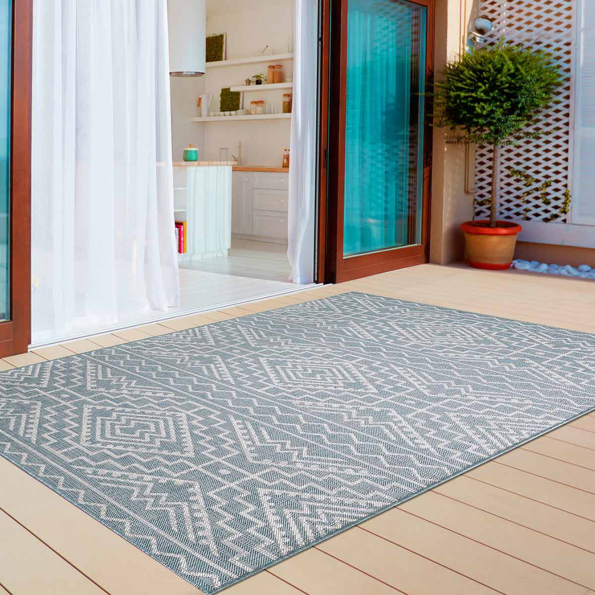 Chandler Aqua Indoor/Outdoor Rug - 3 x 5