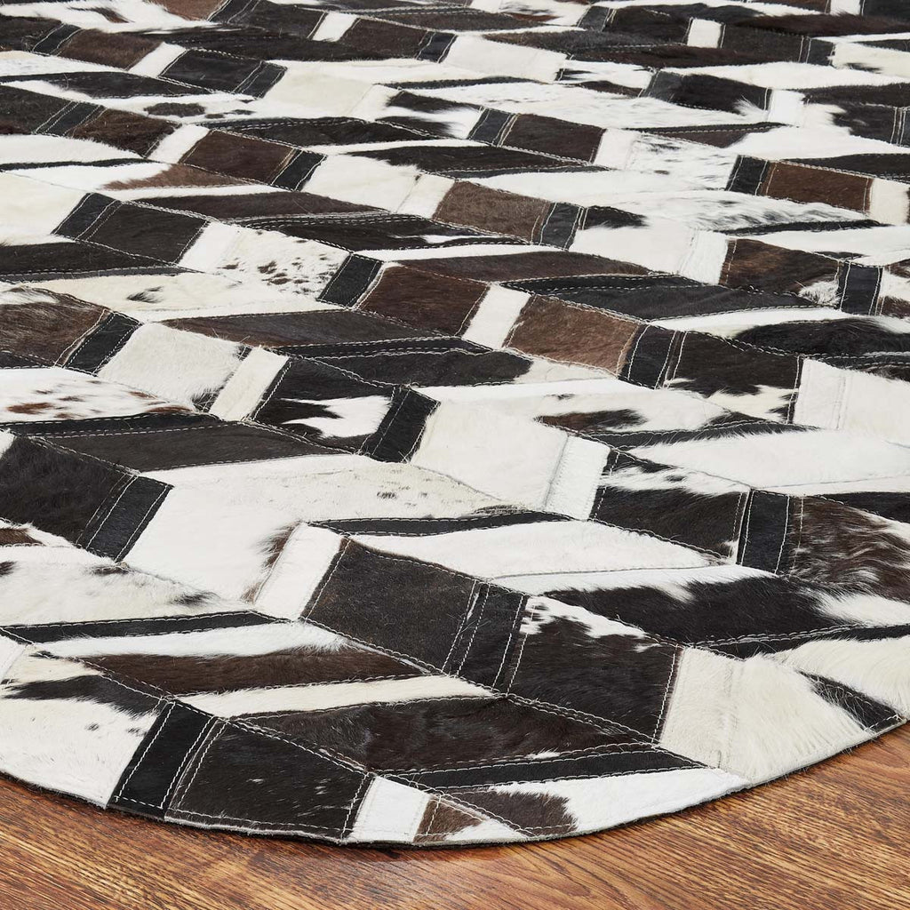 Cowhide Chevron Mosaic Rug - Black - 9 x 13 - OUT OF STOCK UNTIL 07/31/2026