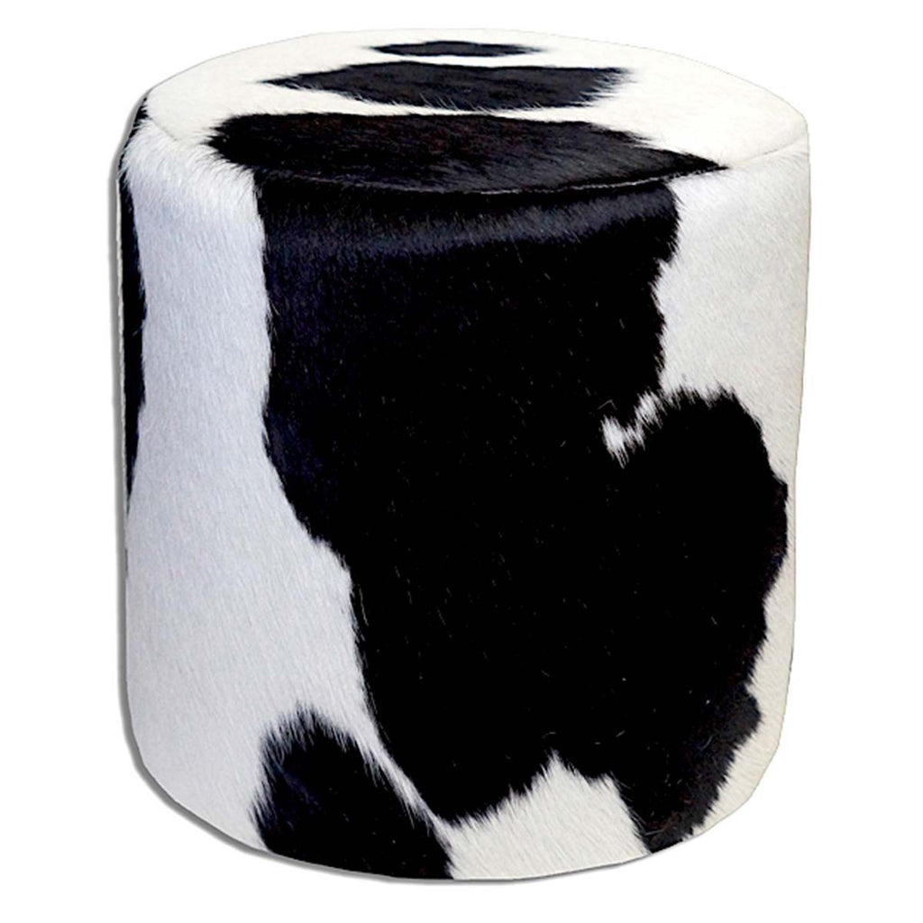 Holstein Cowhide Round Pouf