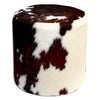 Tricolor Cowhide Round Pouf
