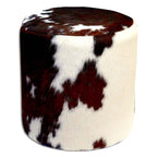 Tricolor Cowhide Round Pouf