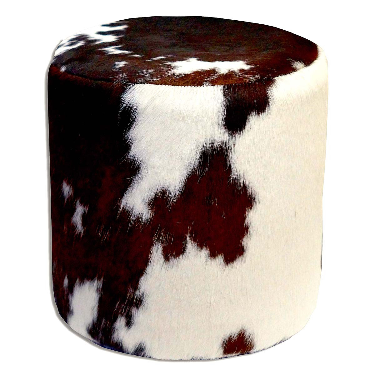 Tricolor Cowhide Round Pouf