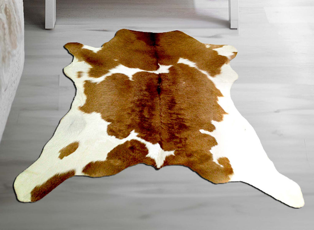 Brown & White Calfskin Rug