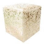 Gold Splashed Cowhide Square Pouf