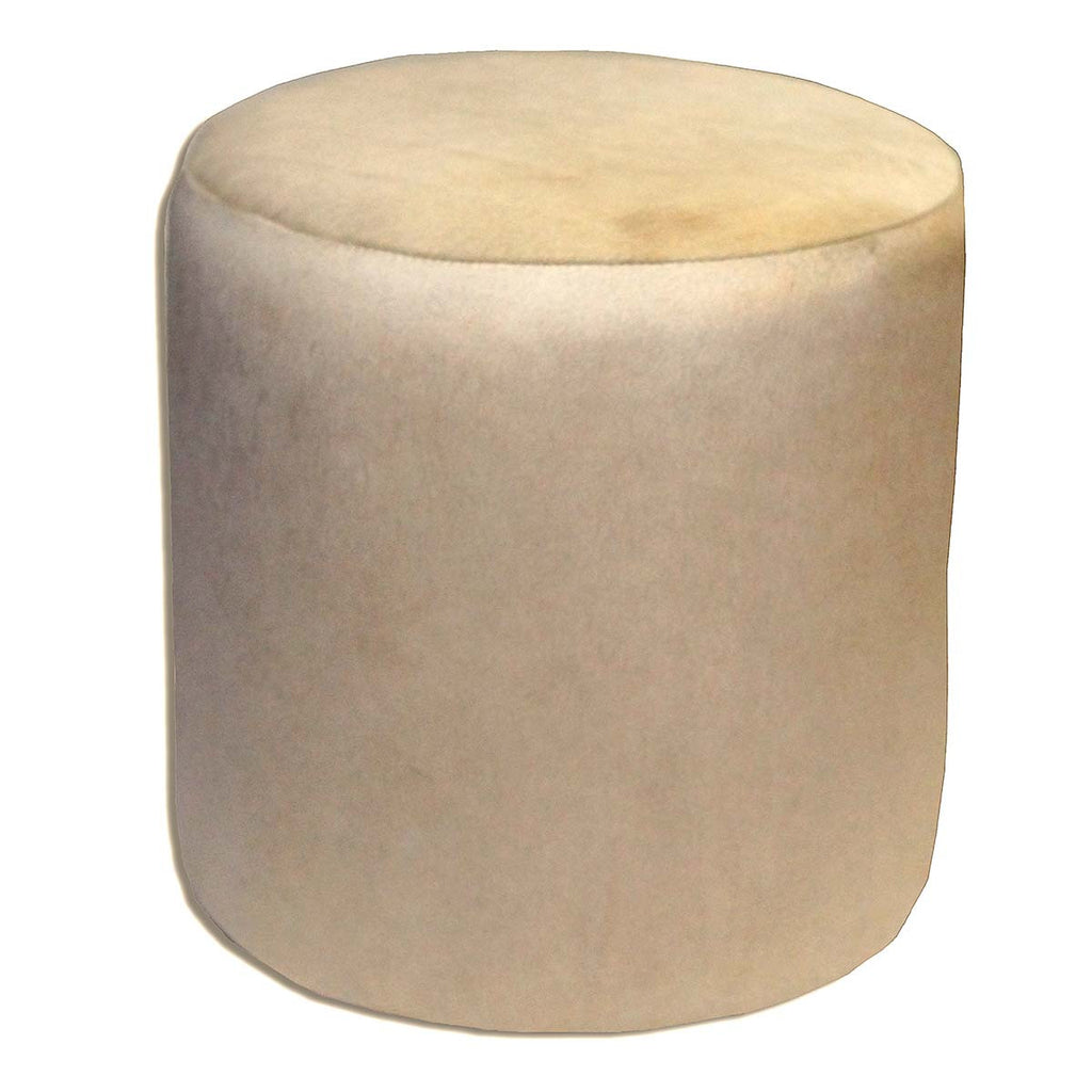 Light Sand Cowhide Round Pouf