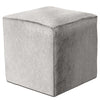 Gray Cowhide Square Pouf