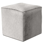 Gray Cowhide Square Pouf