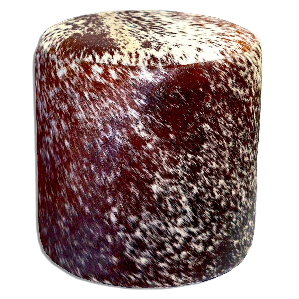 Flecked Cowhide Round Pouf