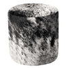 Salt & Pepper Cowhide Round Pouf