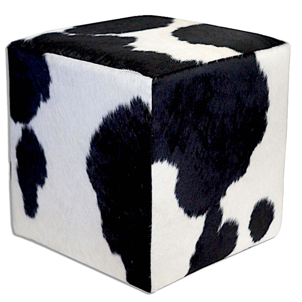 Holstein Cowhide Square Pouf