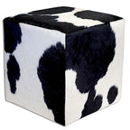 Holstein Cowhide Square Pouf