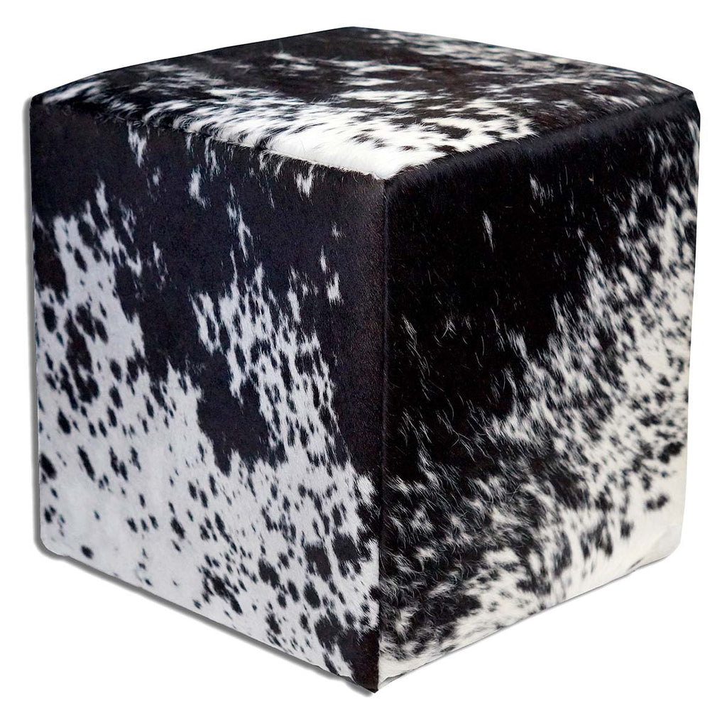 Salt & Pepper Cowhide Square Pouf