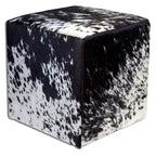 Salt & Pepper Cowhide Square Pouf