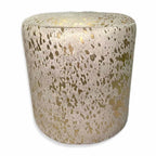 Gold Splashed Cowhide Round Pouf