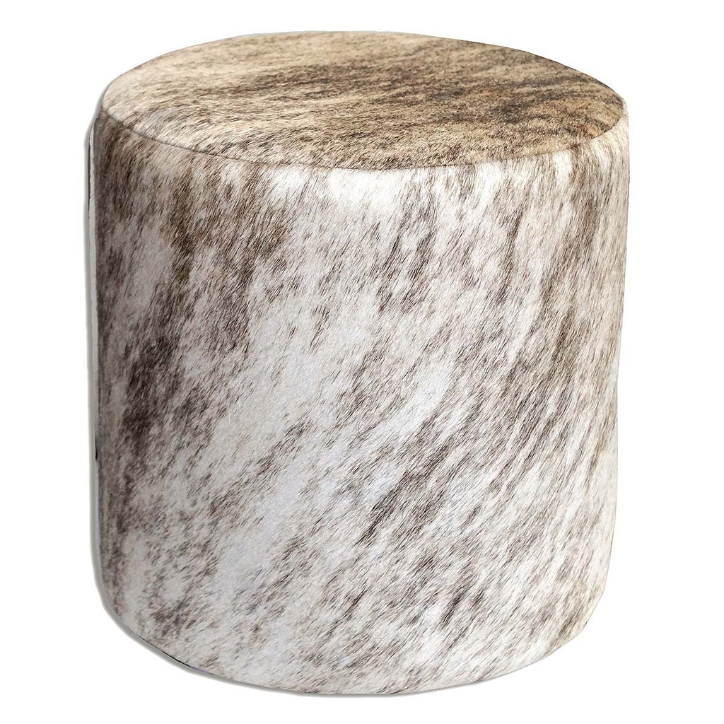 Light Brindle Cowhide Round Pouf