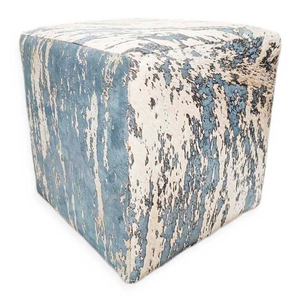 Confetti Gray Cowhide Square Pouf