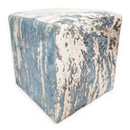 Confetti Gray Cowhide Square Pouf