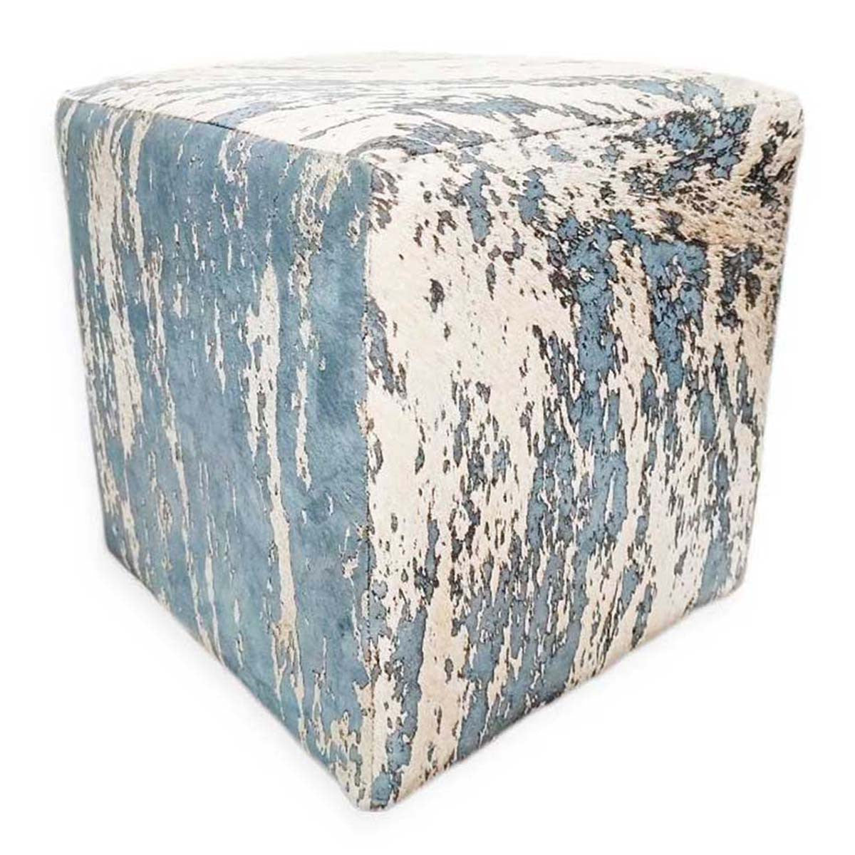 Confetti Gray Cowhide Square Pouf