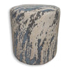Confetti Gray Cowhide Round Pouf