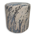 Confetti Gray Cowhide Round Pouf