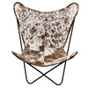 Speckled Brown & White Cowhide Sling Chair
