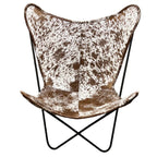 Speckled Brown & White Cowhide Sling Chair