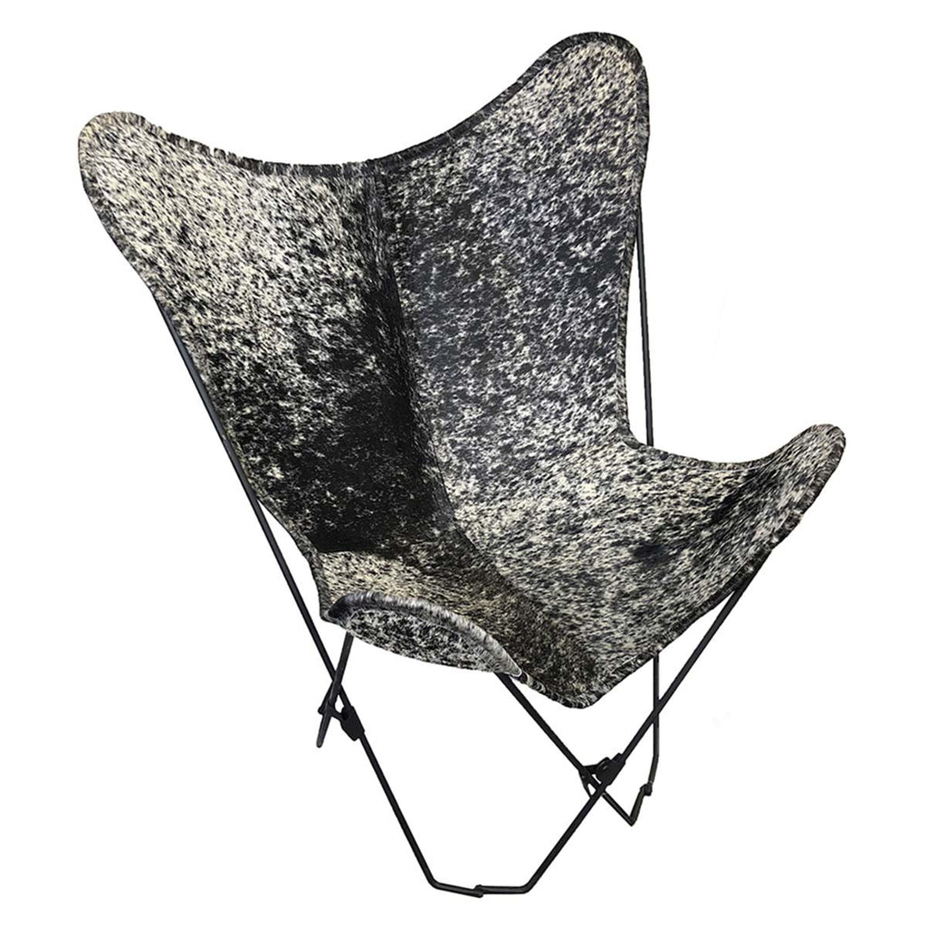 Salt & Pepper Cowhide Sling Chair