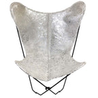 Silver Splashed Cowhide Sling Chair
