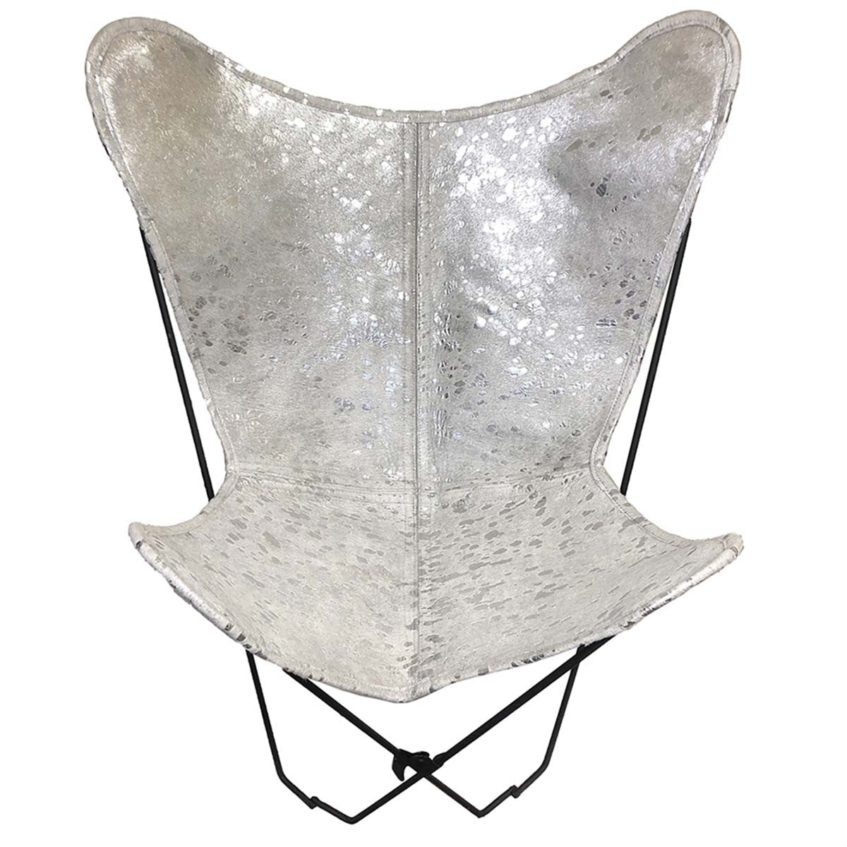 Silver Splashed Cowhide Sling Chair
