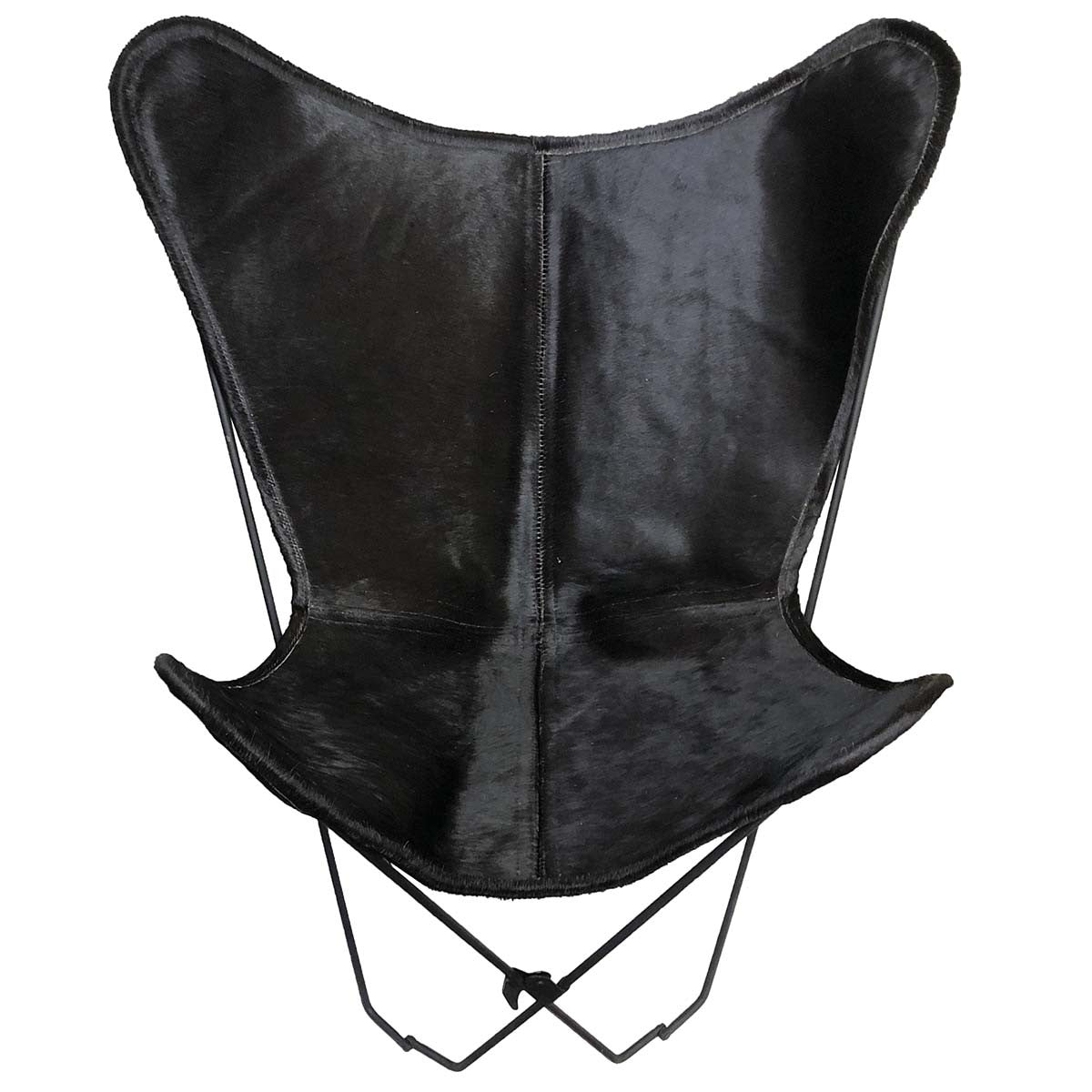 Black Cowhide Sling Chair