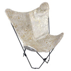Gold & White Cowhide Sling Chair