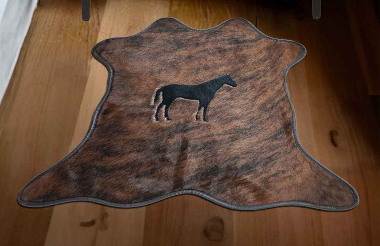 Equine Mini Black & Brown Cowhide Rug