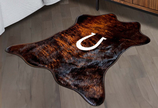 Horseshoe Mini Black & Brown Cowhide Rug
