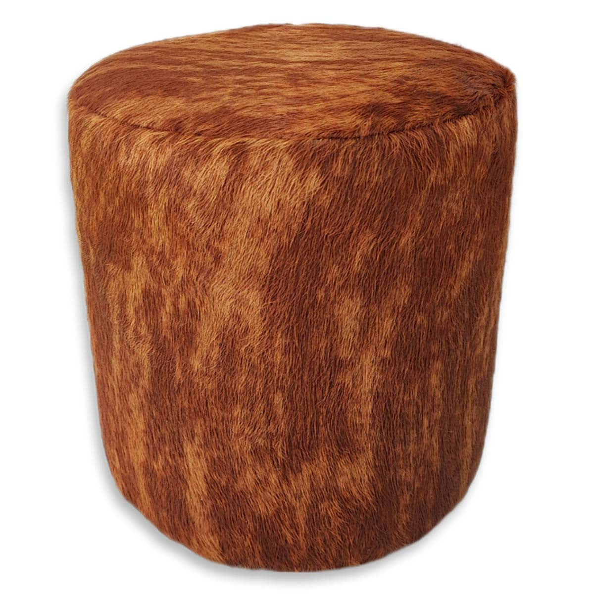 Red Brindle Cowhide Round Pouf