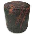 Dark Brindle Cowhide Round Pouf