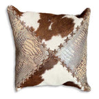 Cowhide & Faux Gator Embossed Pillow