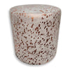 Blush Splashed Cowhide Round Pouf