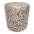 Blush Splashed Cowhide Round Pouf
